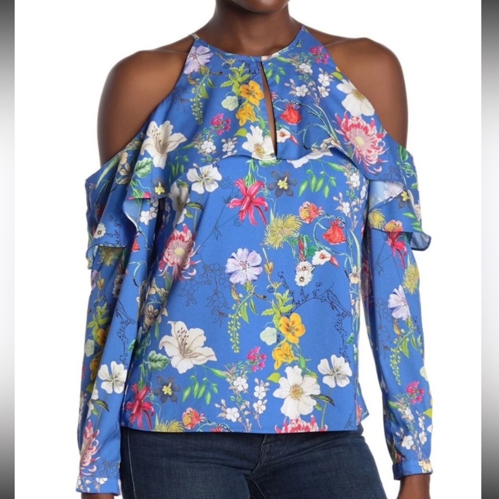 Parker Vibrant Floral Cold Shoulder Blouse